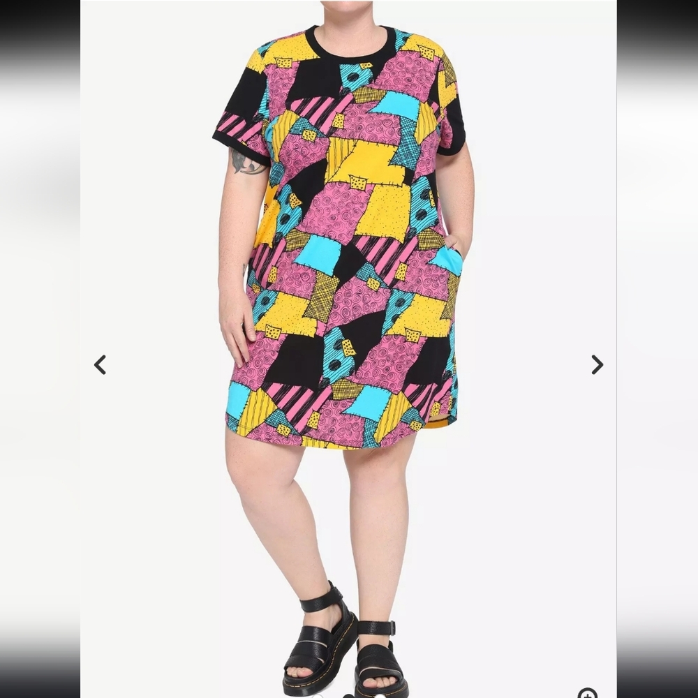 Disney Sally Nightmare Before Christmas Colorblock Patchwork Midi Dress - Picture 4 of 8